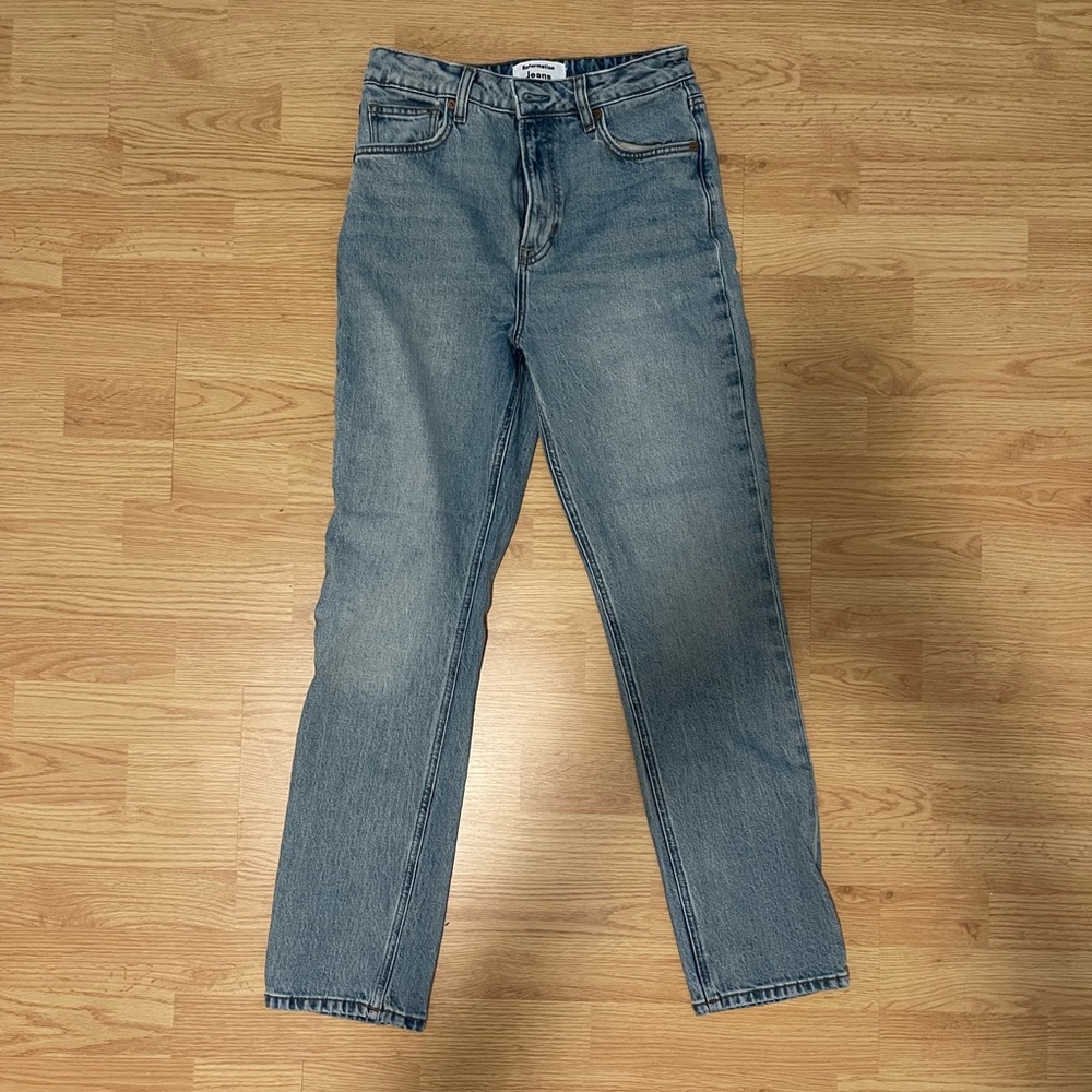 Reformation Light Blue Straight Jeans